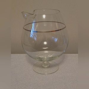 Vtg 60s Clear Glass Platinum Ring Footed Brandy Snifter